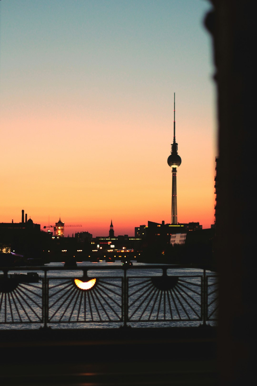 Berlin skyline with television tower at dusk